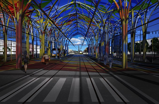 Łódź: Piotrkowska Centrum - początek budowy wiaty