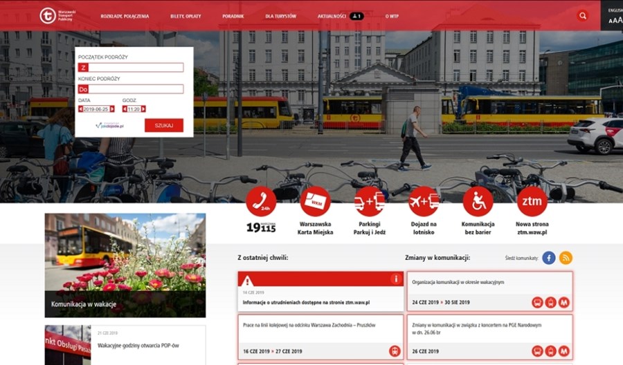 ZTM Warszawa i WTP z nowymi stronami internetowymi ZTM Warszawa i WTP z nowymi stronami internetowymi