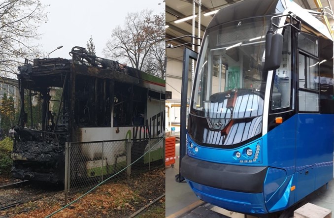 Wrocław: Spalony tramwaj Protram jak nowy Moderus