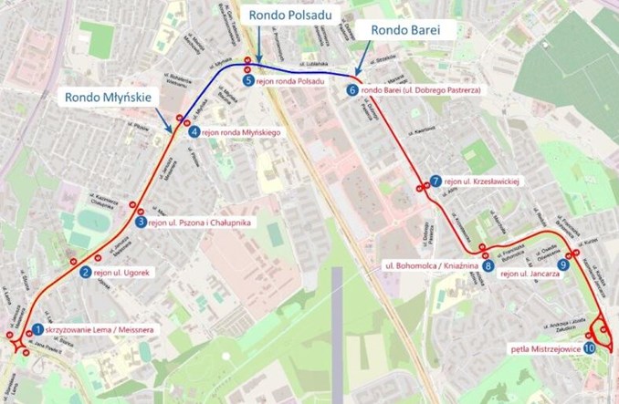 Kraków: Koncepcja budowy linii tramwajowej do Mistrzejowic na ukończeniu [schematy]