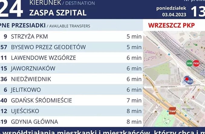 Gdańsk wprowadza kolejowo-autobusowo-tramwajową informację pasażerską