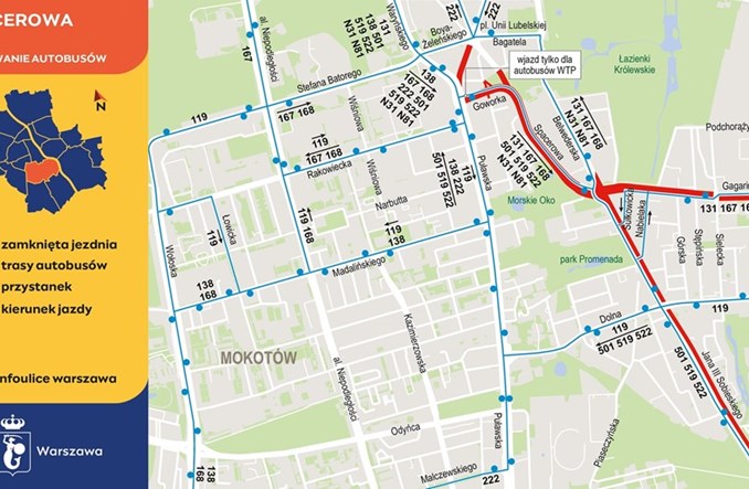Warszawa. Autobusy pojadą Spacerową