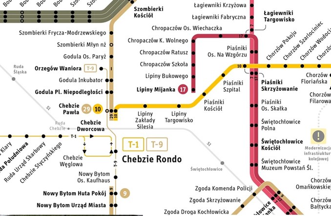 Tramwaje wracają na Łagiewnicką w Świętochłowicach. Przerwa w Chebziu