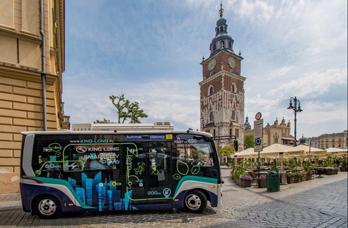 Miniautobus elektryczny King Long na testach w Krakowie 