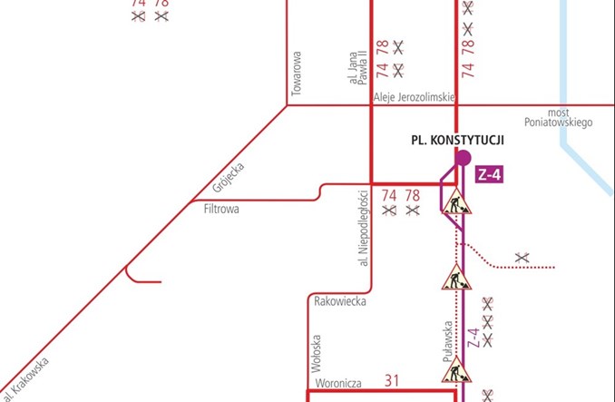 Warszawa: Od 29 lipca przerwa w ruchu tramwajów na Puławskiej i Spacerowej