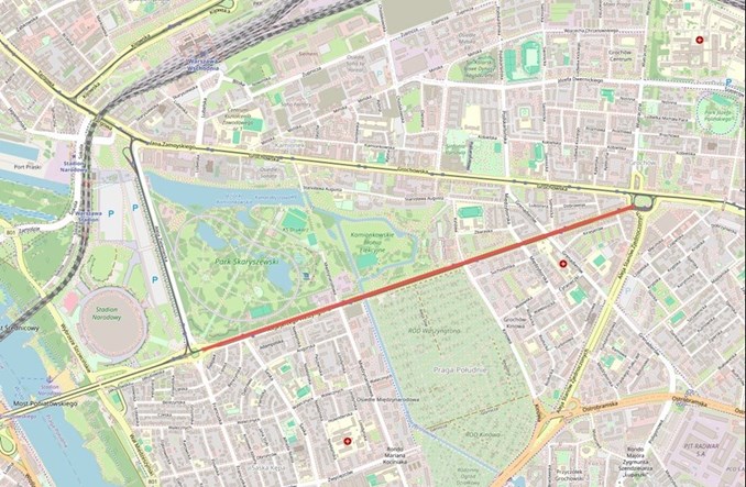 Warszawa: Torowisko na al. Waszyngtona zmieni położenie? Kilka wariantów