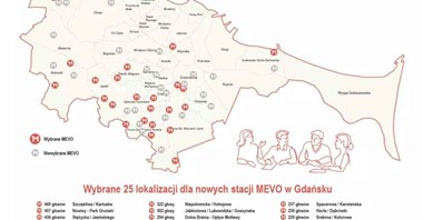 Gdańsk: 25 nowych stacji Mevo dzięki głosom mieszkańców