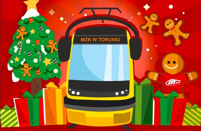 Toruński świąteczny tramwaj