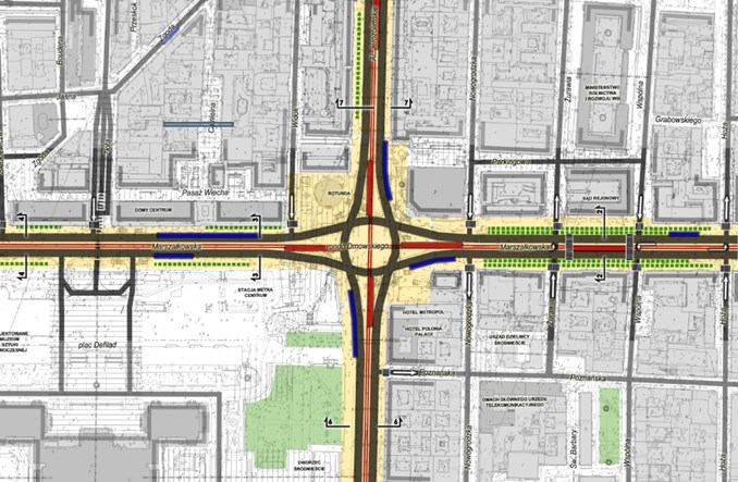 Rondo Dmowskiego z pasami. Przetarg na wykonanie szczegółowej koncepcji