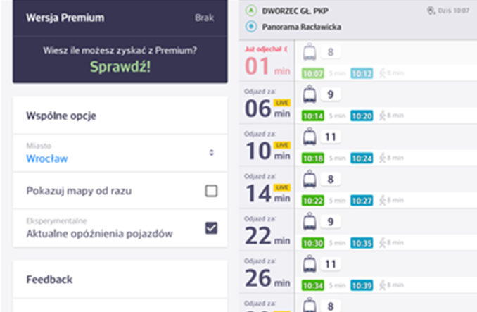 Planowanie podróży w czasie rzeczywistym w Jakdojade.pl