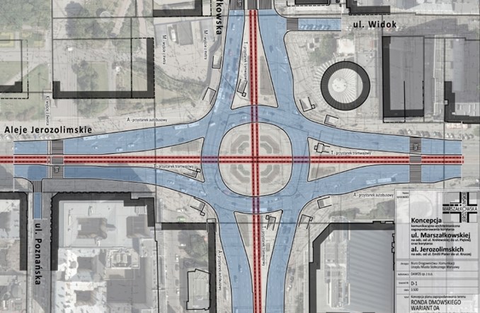 Warszawa. Koniec ronda Dmowskiego. Projekt na początku 2017 r.