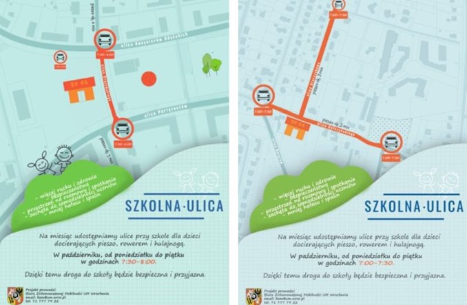Wrocław: Projekt "szkolna ulica" wdrażany w dwóch placówkach