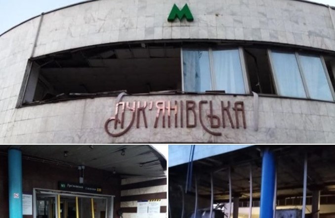 Kijów: Wejście do metra uszkodzone podczas ostrzału Kijów: Wejście do metra uszkodzone podczas ostrzału