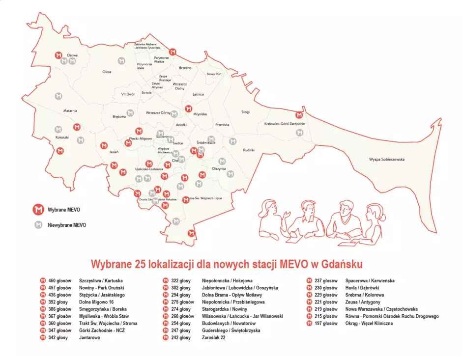 Gdańsk: 25 nowych stacji Mevo dzięki głosom mieszkańców
