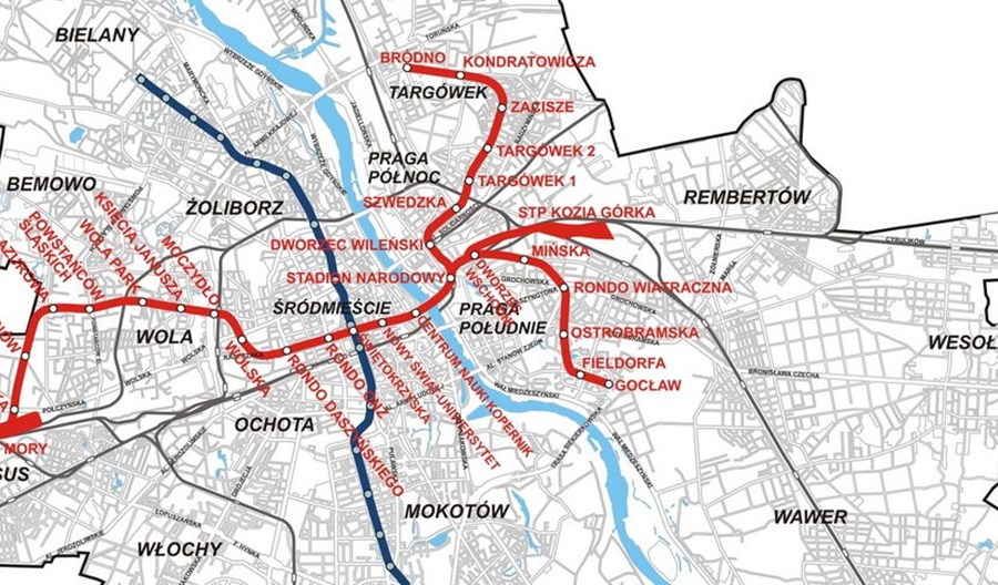 Схема метро варшавы 2022