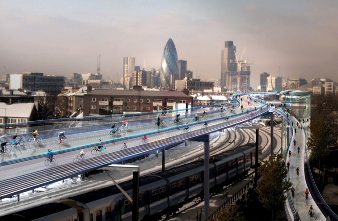 Podniebny Londyn, czyli rowerowe autostrady nad dachami